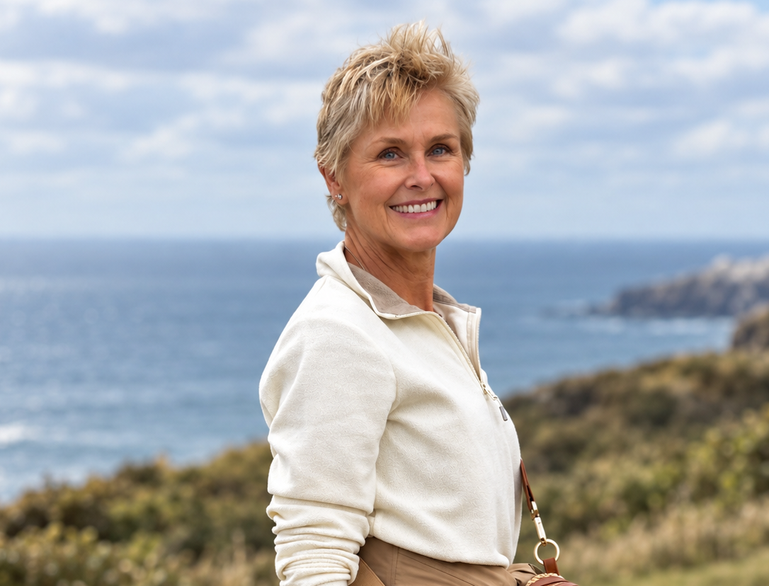 Sarah Clough by the Cornish coast
